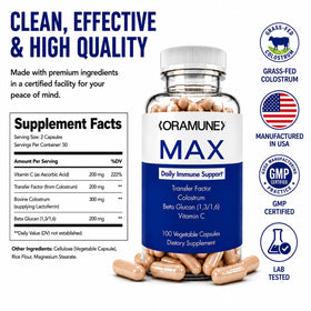 Capsules d'Oramune Max Support dans une main