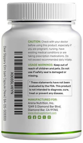 Capsules d'orme glissant DEAL SUPPLEMENT avec un fond naturel