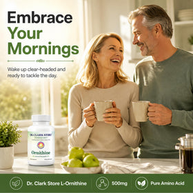 Capsules d'ornithine 500mg Dr Clark Store dans une cuillère