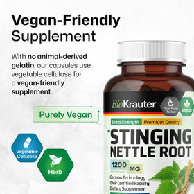 Capsules d'ortie BIO KRAUTER dans un verre d'eau