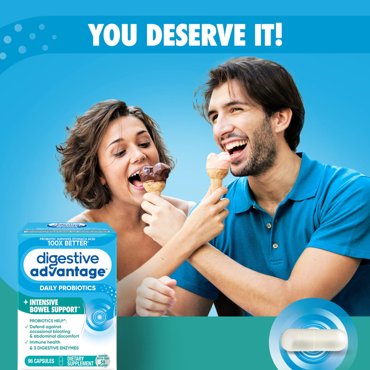 Capsules daily Advantage dans un verre