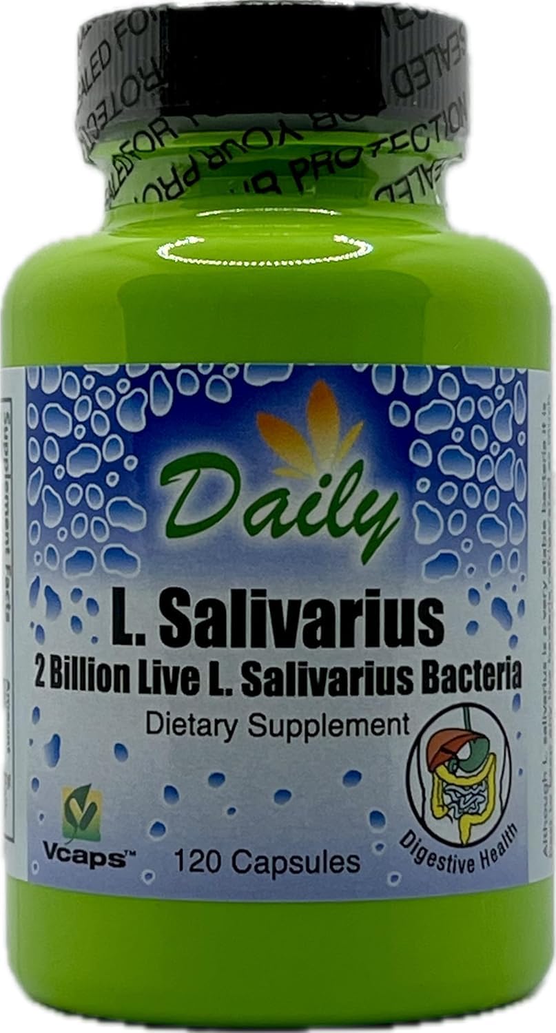 Capsules Daily Manufacturing L-Salivarius sur fond blanc