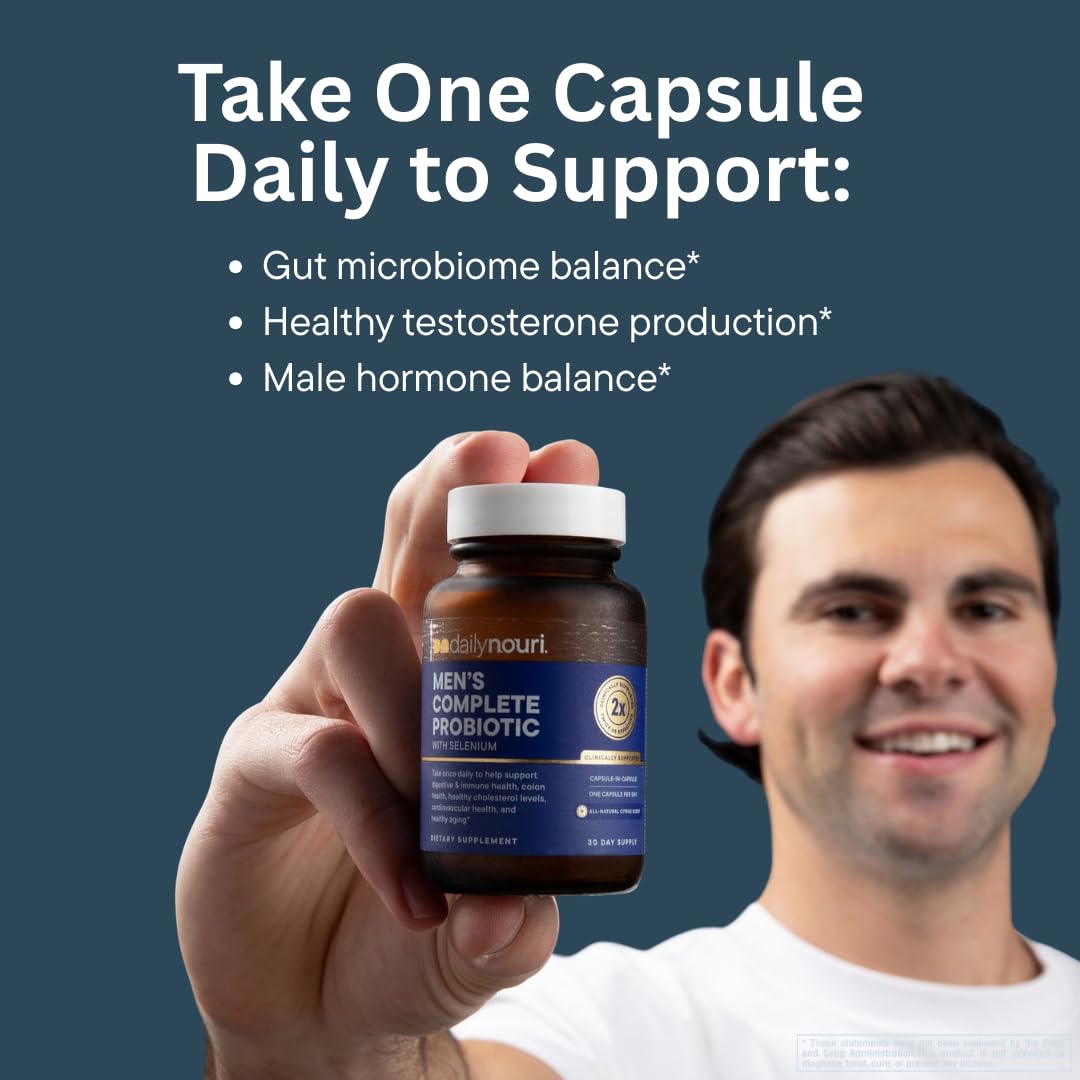 Capsules Daily Nouri Probiotiques pour Hommes sur fond blanc