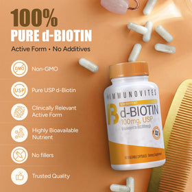 Capsules daily wellness Biotine 100mg sur fond blanc