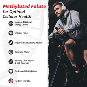 Capsules de 10X Health 5 MTHF sur une surface blanche