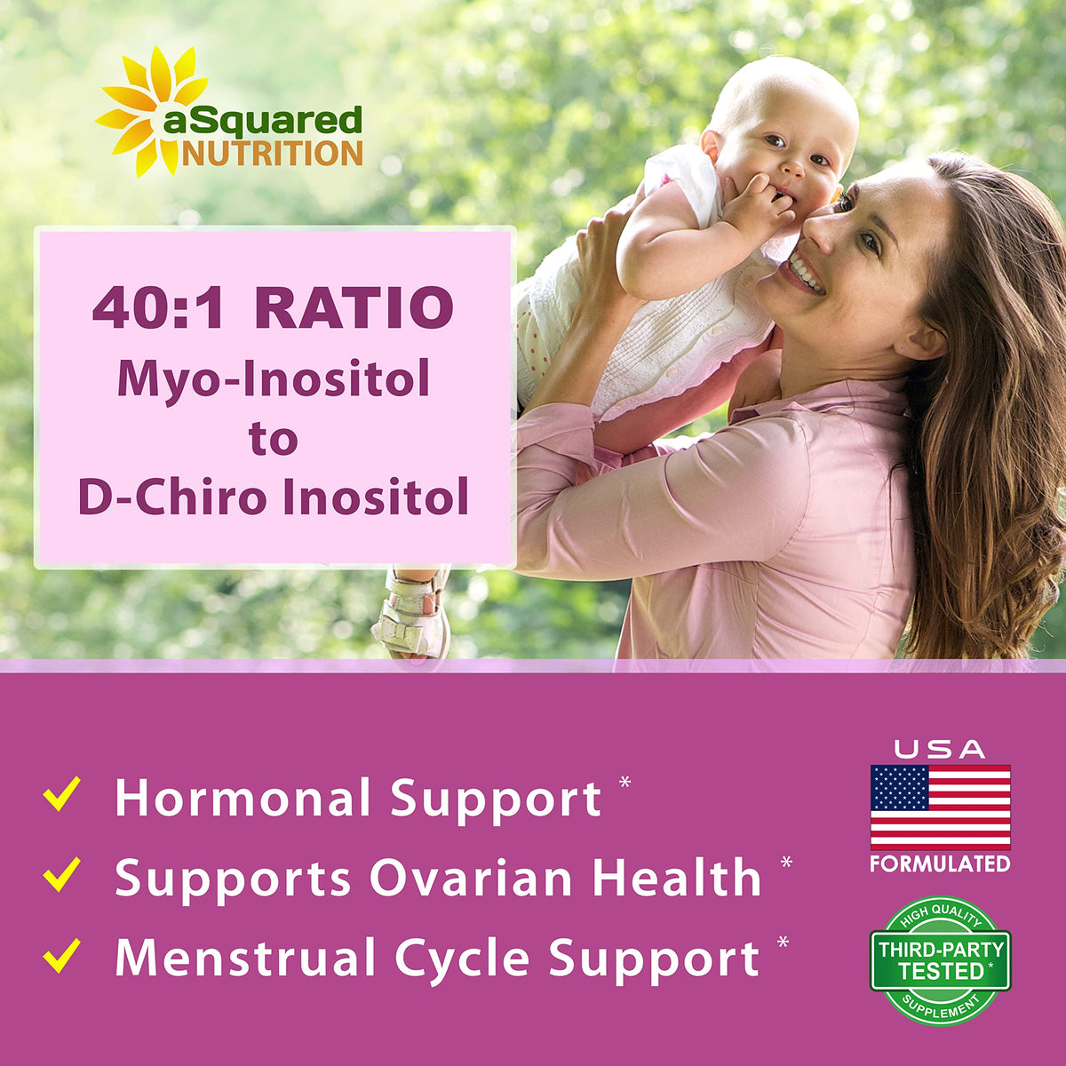 Capsules de aSquared Nutrition Myo-Inositol sur une surface blanche