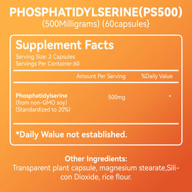 Capsules de Babivek Phosphatidylserine 500mg sur fond blanc