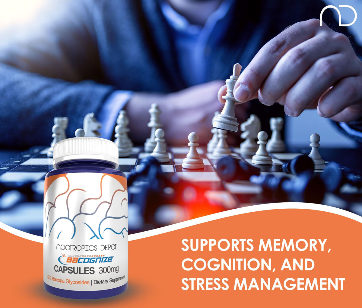 Capsules de Bacopa Monnieri Nootropics Depot, côté