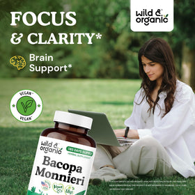 Capsules de Bacopa Monnieri Wild & Organic sur fond blanc