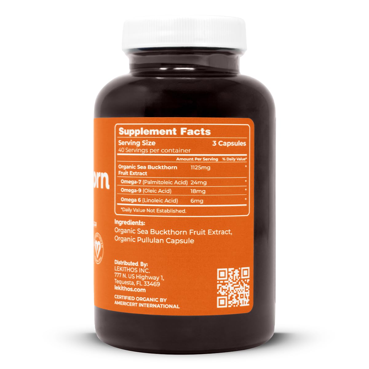 Capsules de baie de sureau bio Lekithos sur une surface en bois