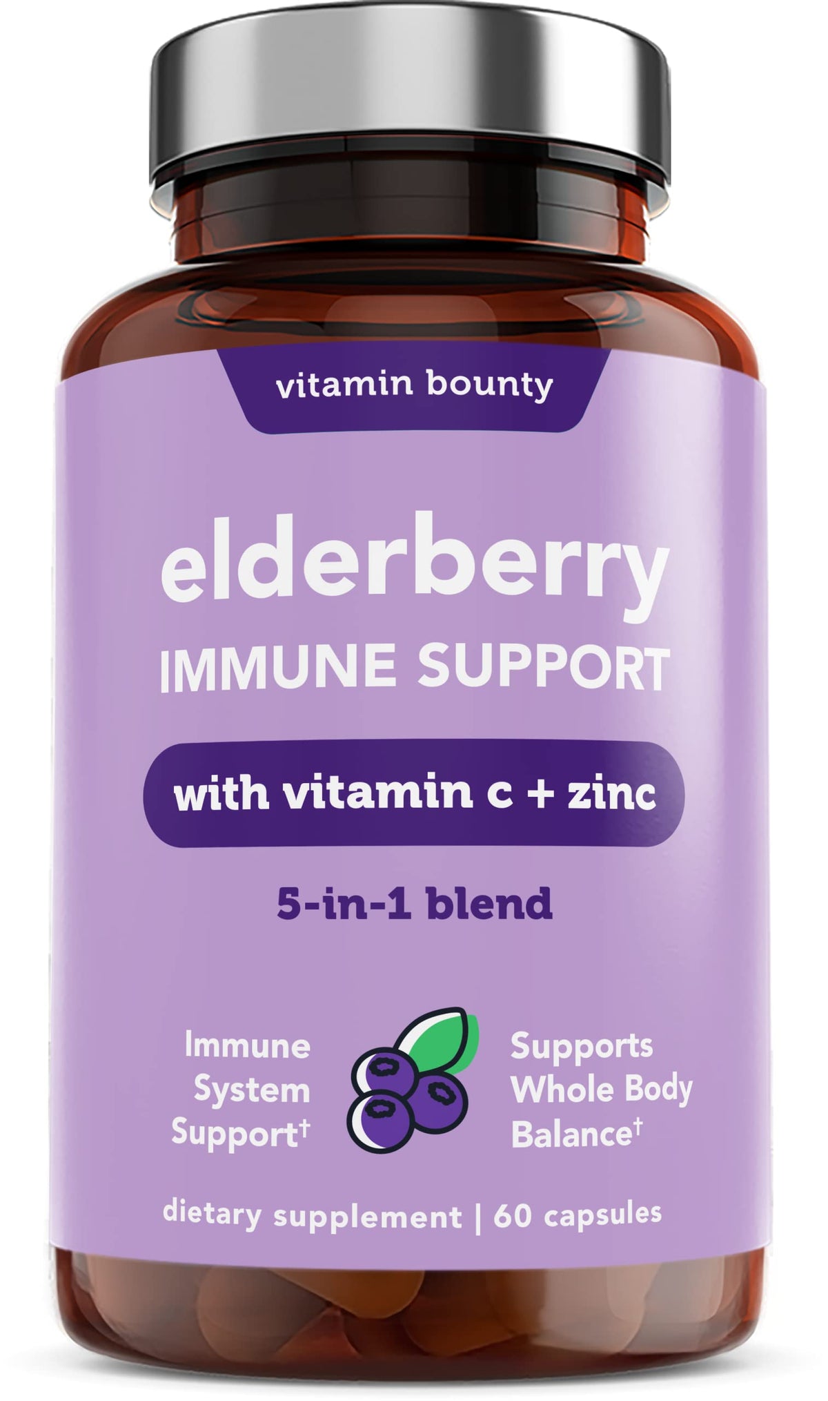 Capsules de baies de sureau Vitamin Bounty sur une surface en bois