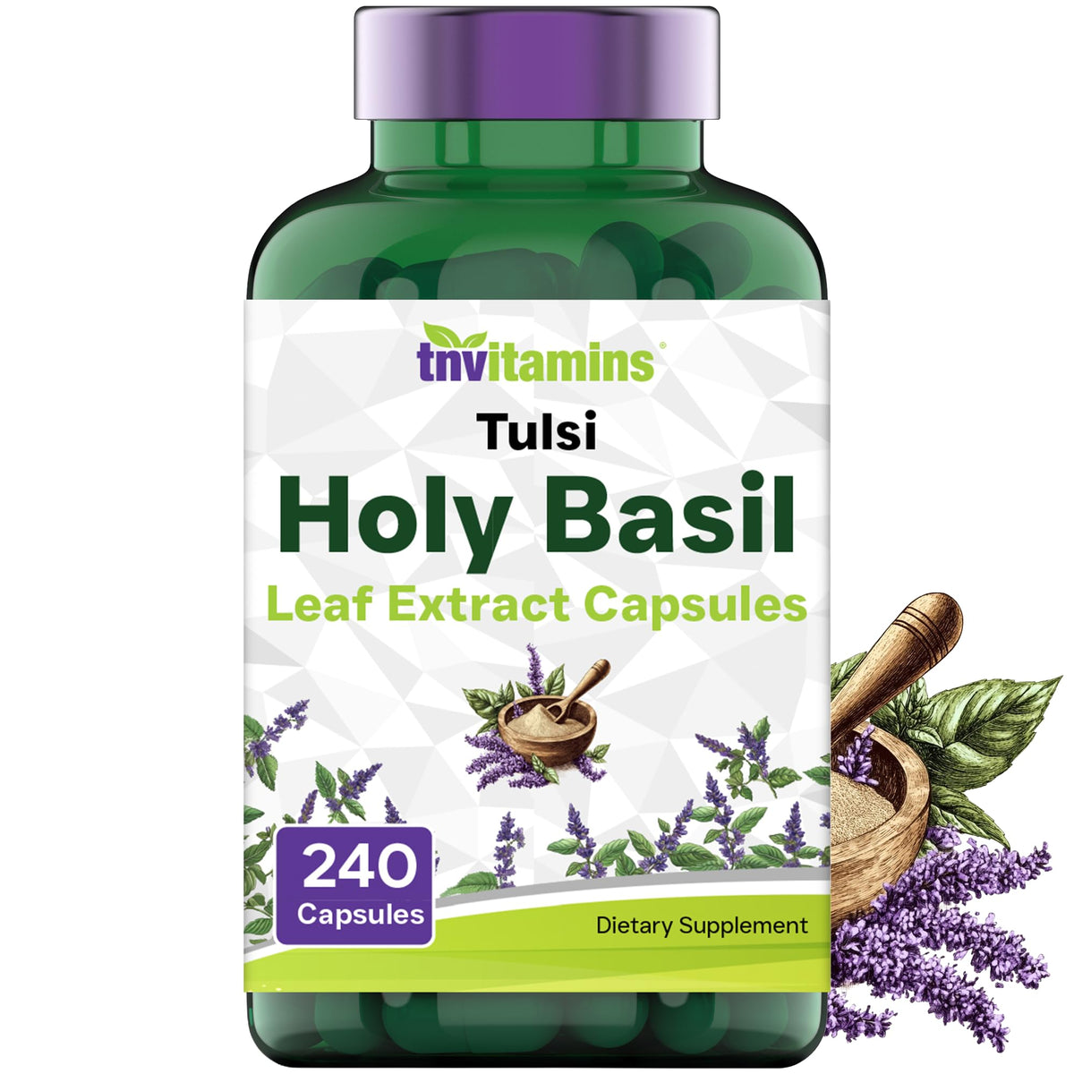 Capsules de Basilic Sacré tnvitamins dans leur emballage