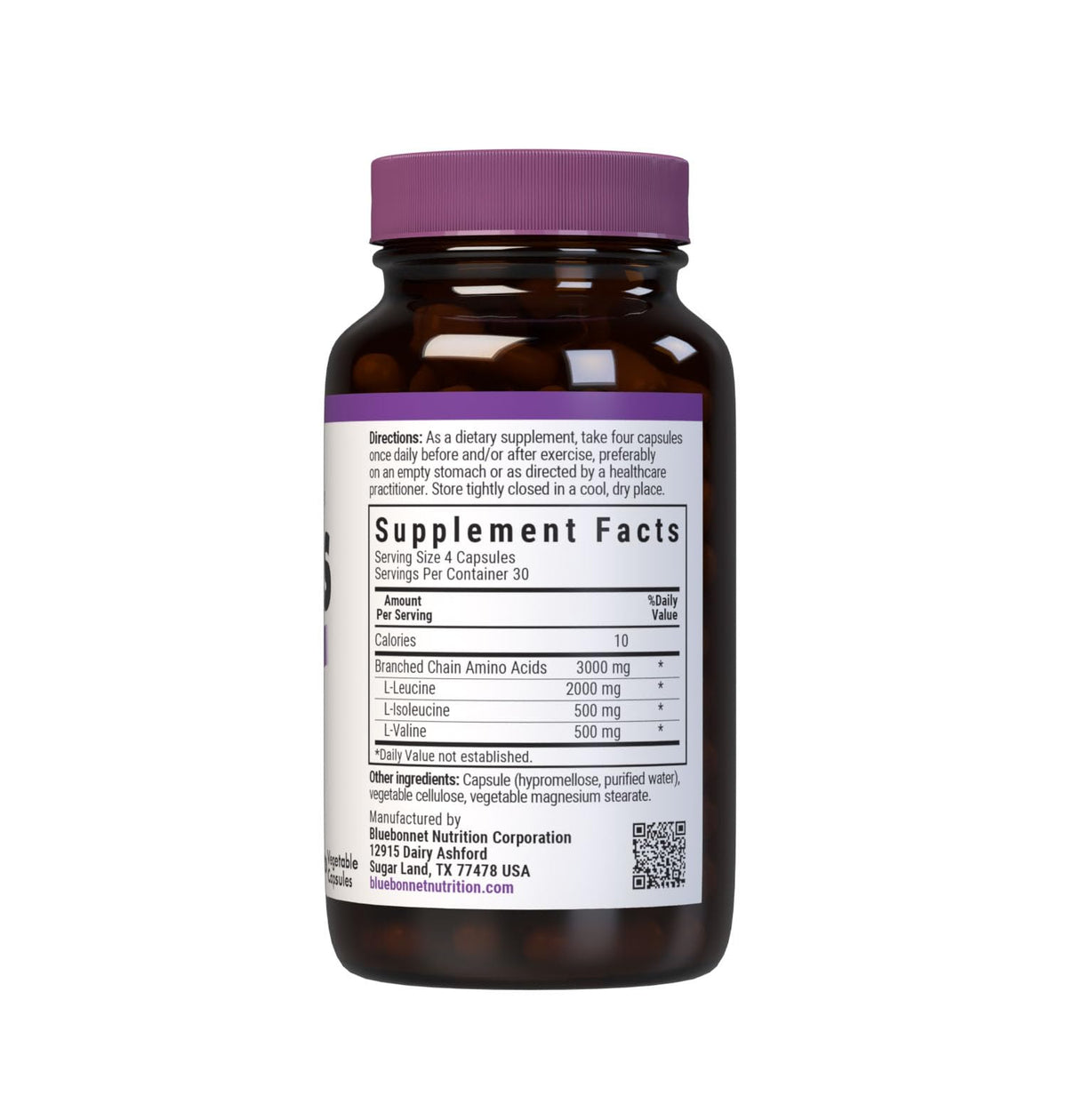 Capsules de BCAA 4:1:1 de BlueBonnet sur fond blanc