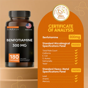 Capsules de Benfotiamine Zenavea dans une cuillère en bois