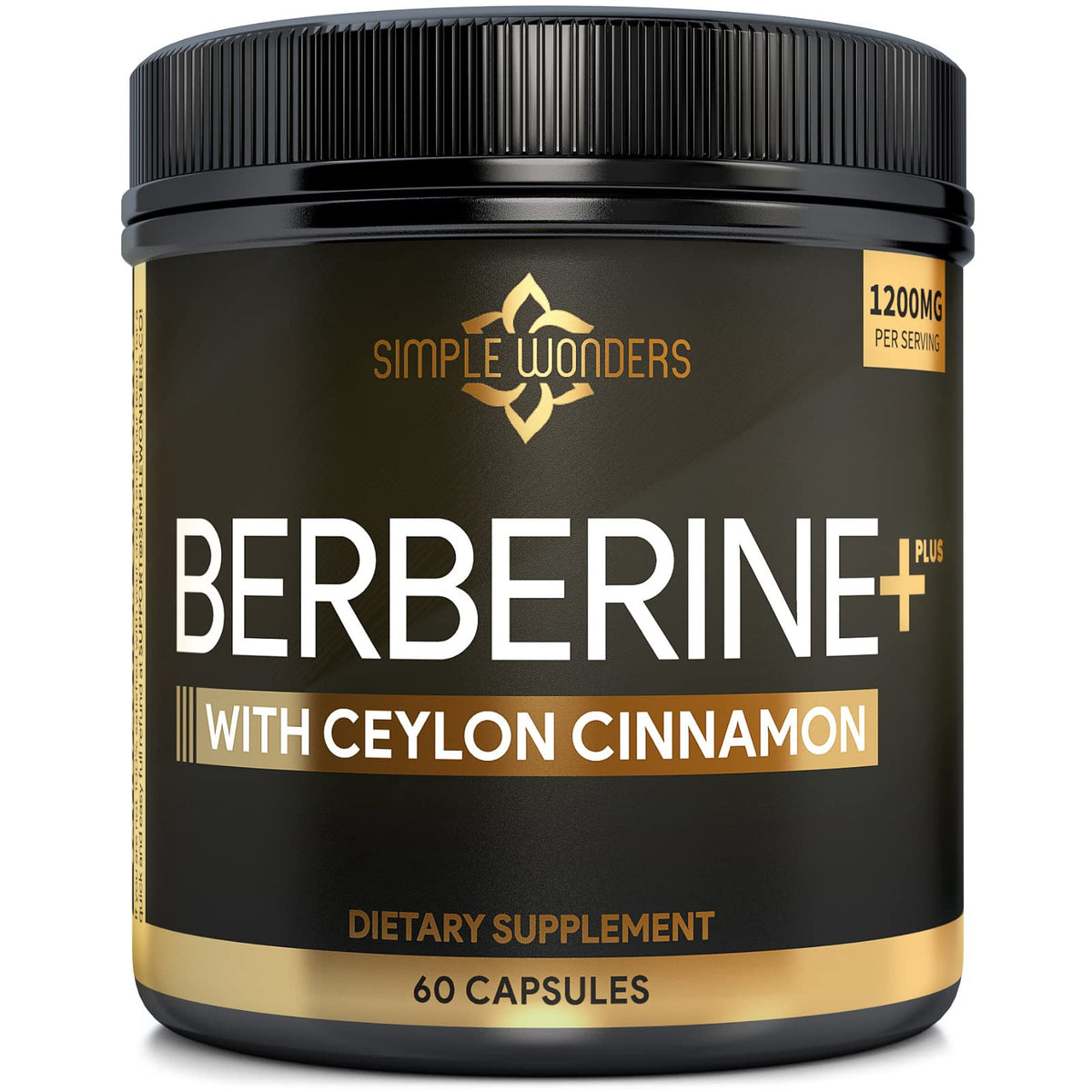 Capsules de Berbérine 1200 mg HCL avec Cannelle de Ceylan - vue de face