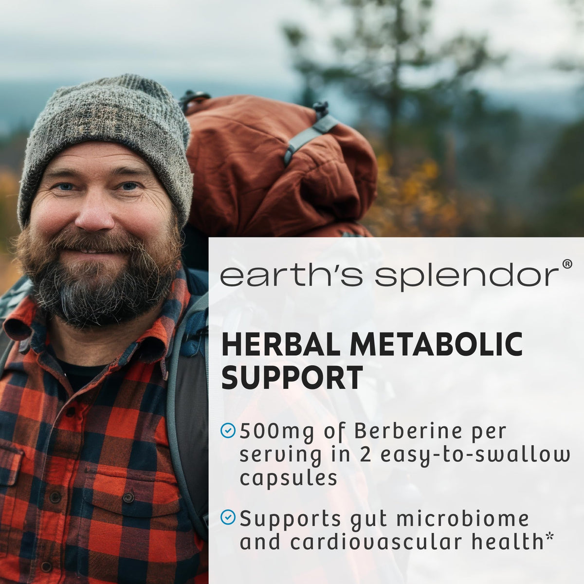 Capsules de Berbérine 500mg d'Earth's Splendor, vue de côté
