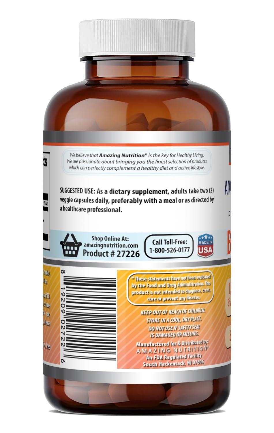 Capsules de Berbérine Amazing Nutrition sur une surface blanche