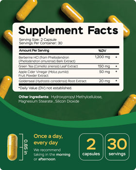 Capsules de Berbérine HCl 1200mg de 4Well Products, vue de côté