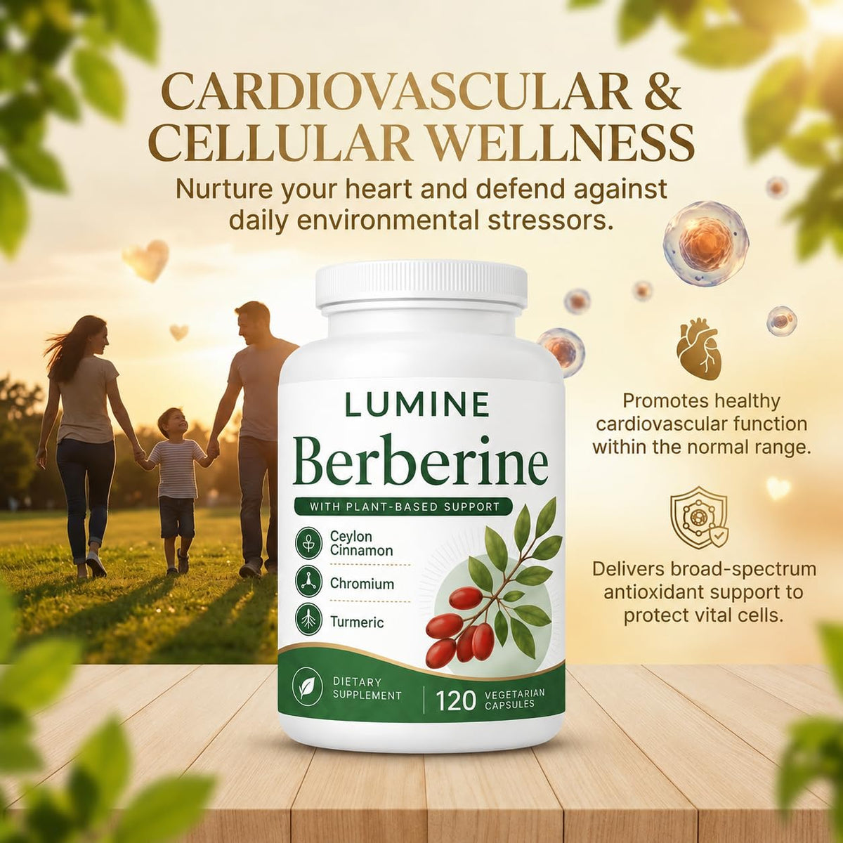 Capsules de berbérine LUMINE dans un cadre de vie