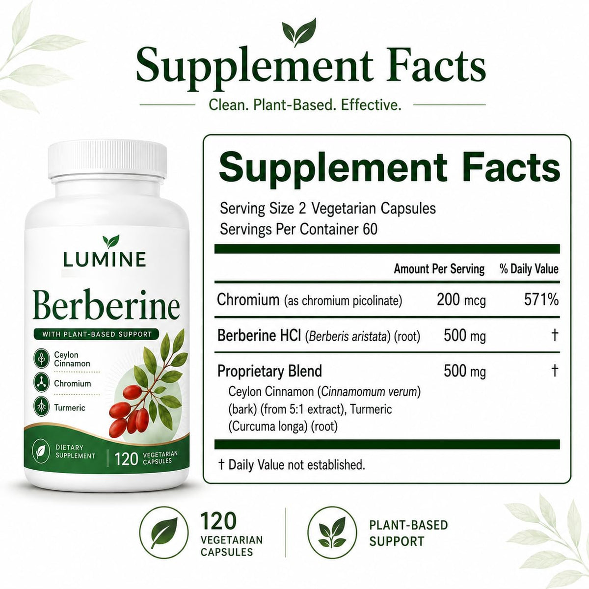 Capsules de berbérine LUMINE sur une table