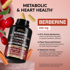 Capsules de Berberine NUTRAHARMONY sur fond blanc