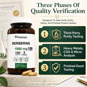 Capsules de berbérine PRISTINE'S avec un verre d'eau