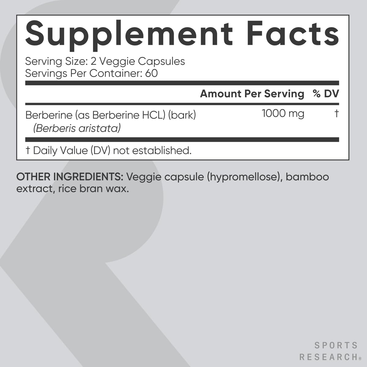 Capsules de Berberine Sports Research dans une main