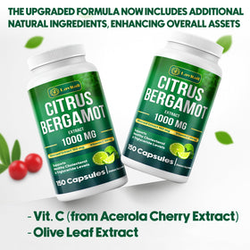 Capsules de Bergamot Citrus sur un fond blanc