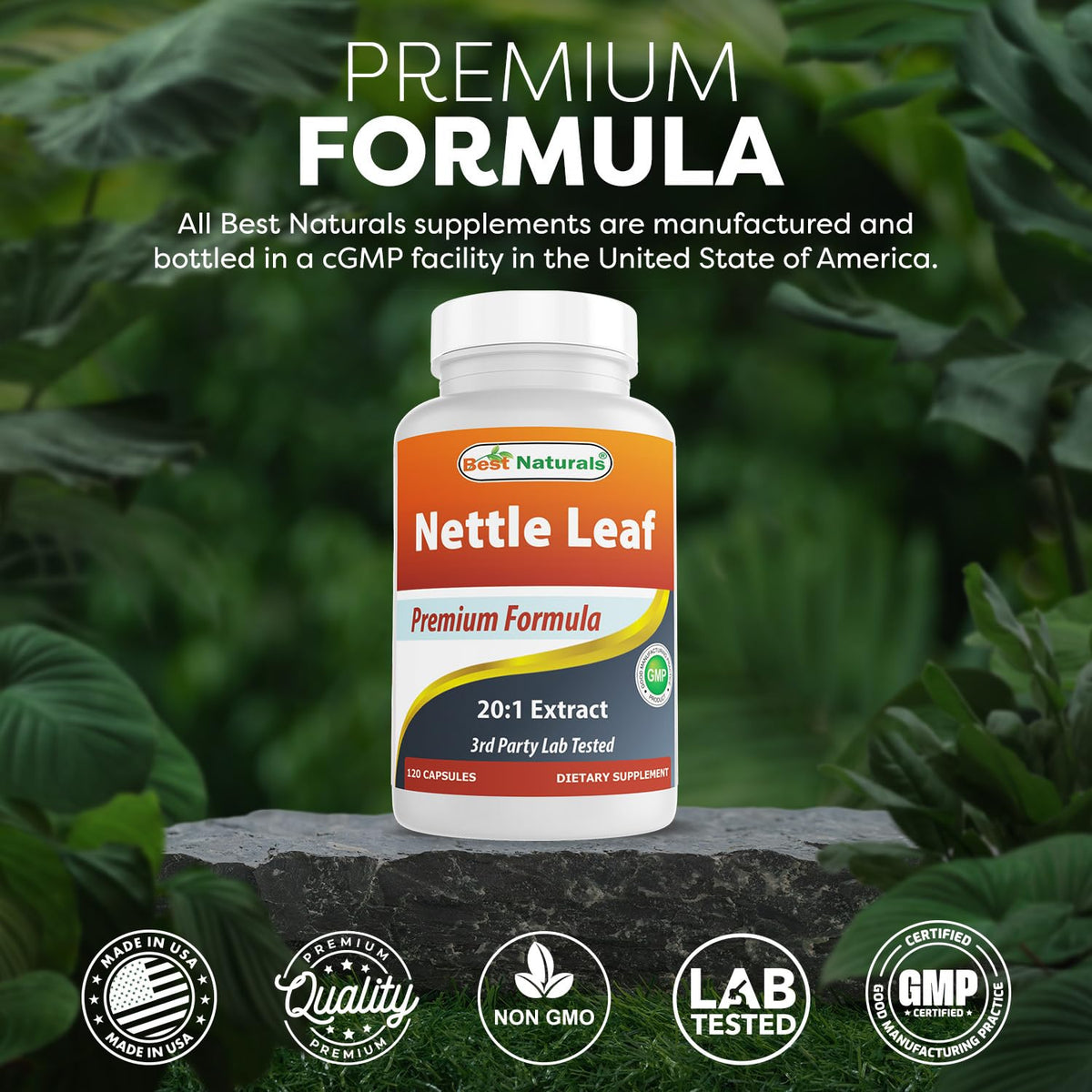 Capsules de Best Naturals Extrait de Feuille d'Ortie sur une cuillère