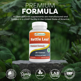 Capsules de Best Naturals Extrait de Feuille d'Ortie sur une cuillère