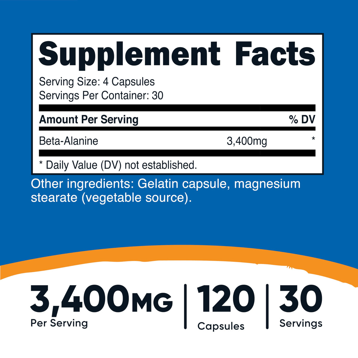 Capsules de Beta-Alanine Nutricost en gros plan
