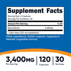 Capsules de Beta-Alanine Nutricost en gros plan