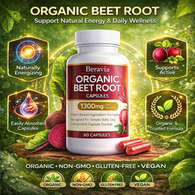Capsules de betterave Beravia sur une surface en bois