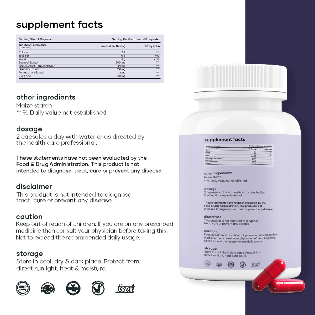 Capsules de betterave bio mars by GHC sur une table en bois