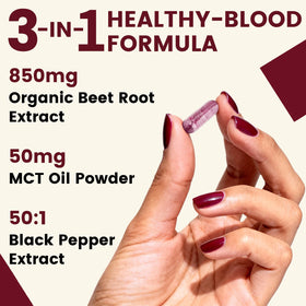 Capsules de betterave bio NUISM montrant la taille et la couleur