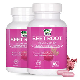 Capsules de betterave bio NutraNourish 1300mg en bouteille