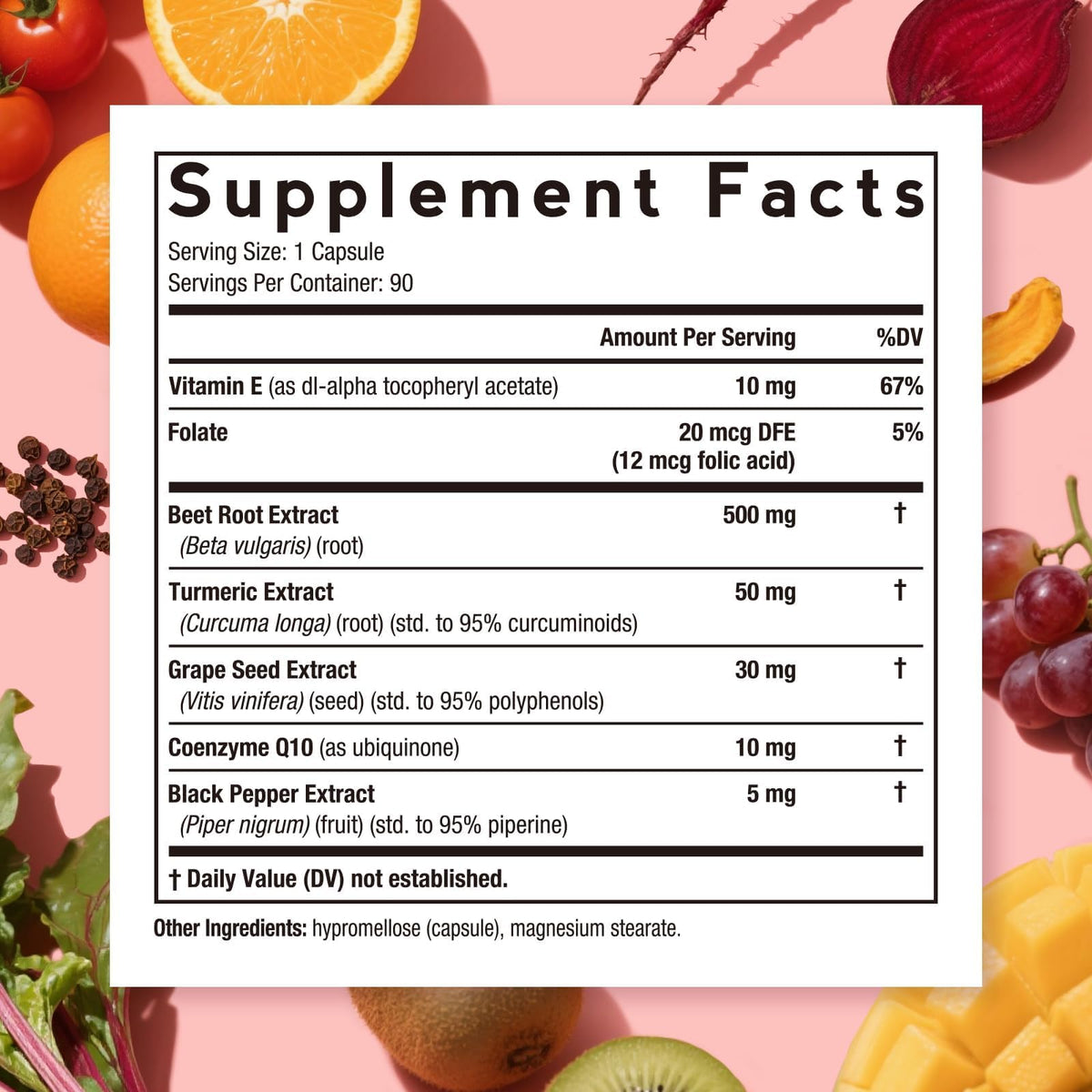 Capsules de Betterave Doctor's Recipes vue arrière avec ingrédients listés