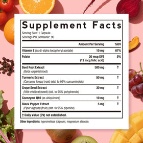 Capsules de Betterave Doctor's Recipes vue arrière avec ingrédients listés