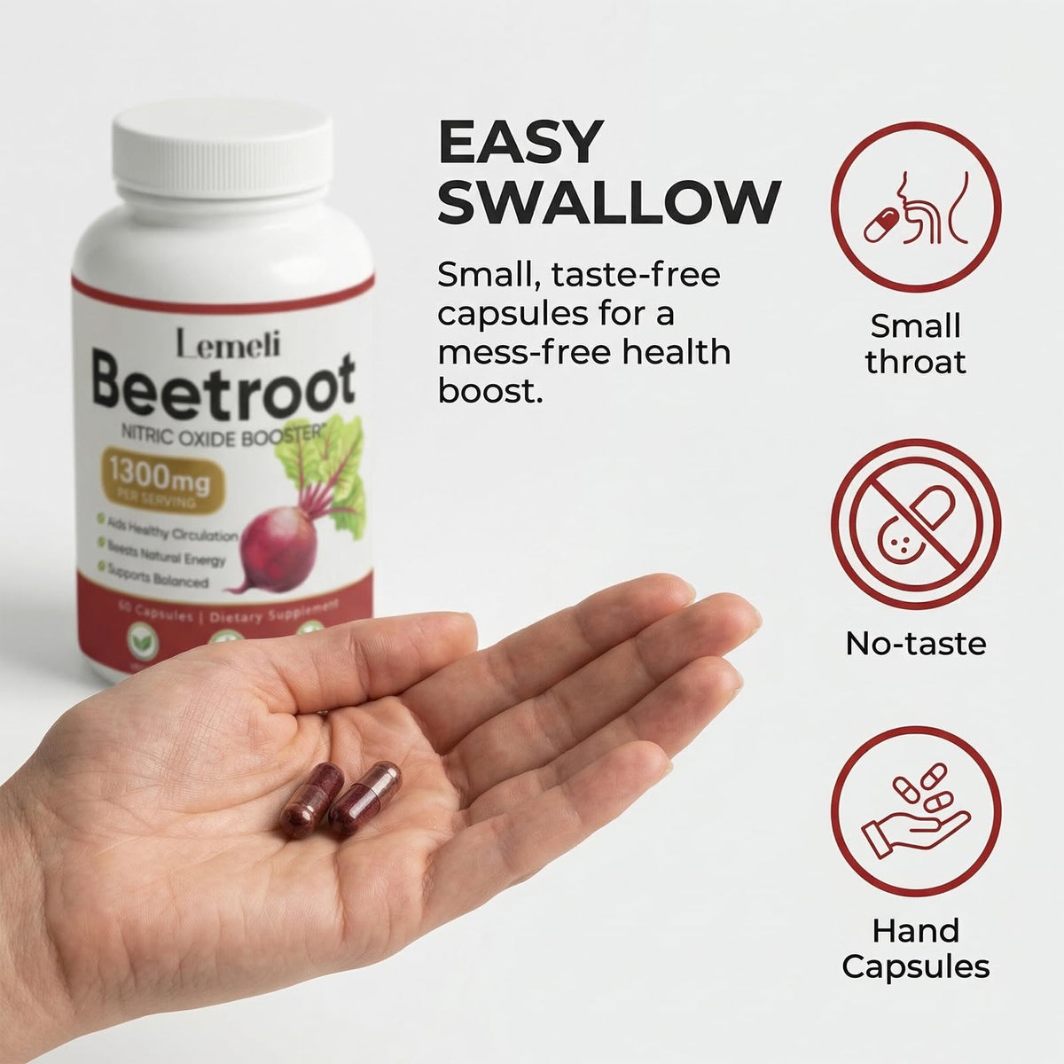 Capsules de betterave Lemeli de Plutarn dans une main
