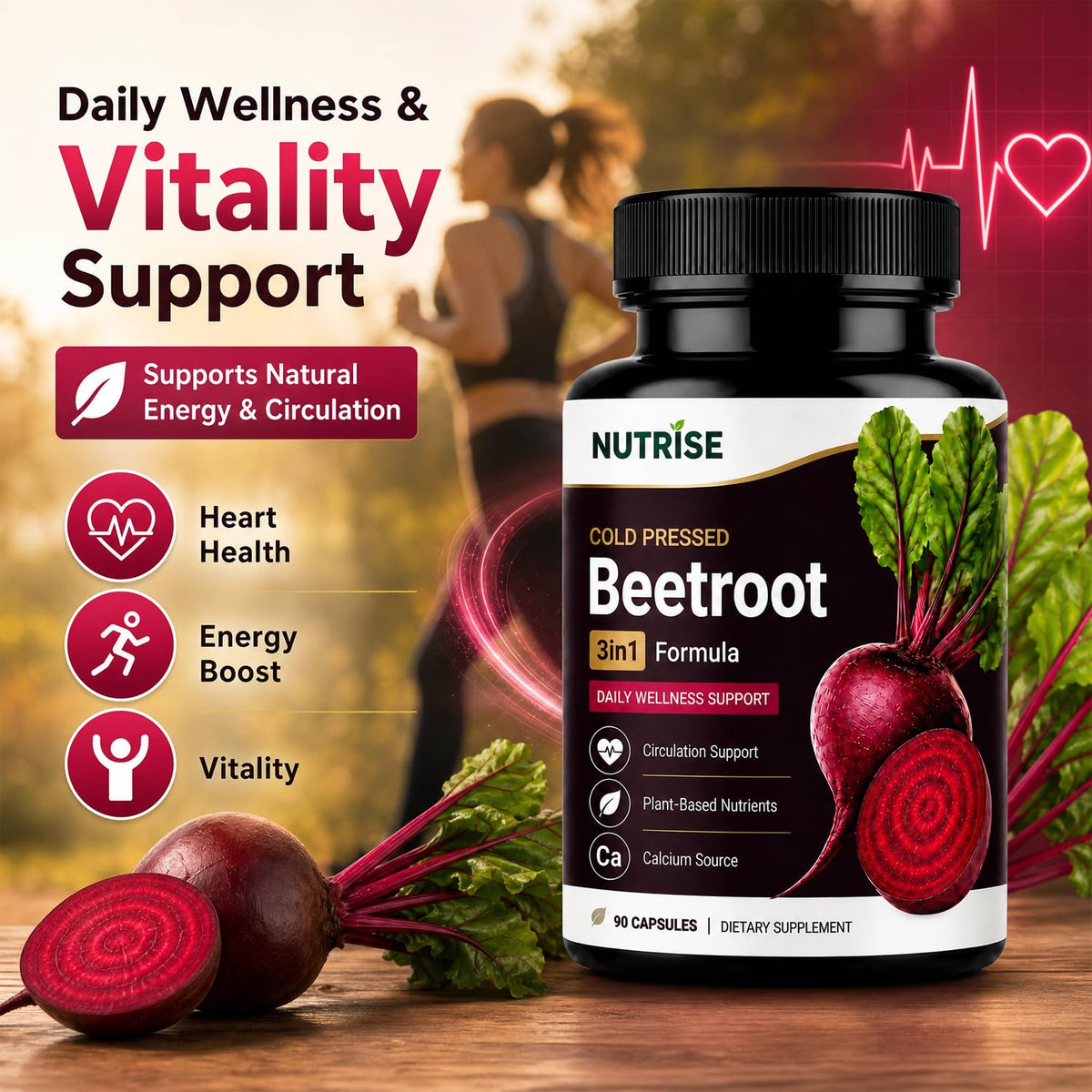 Capsules de betterave OVOVA sur une surface blanche