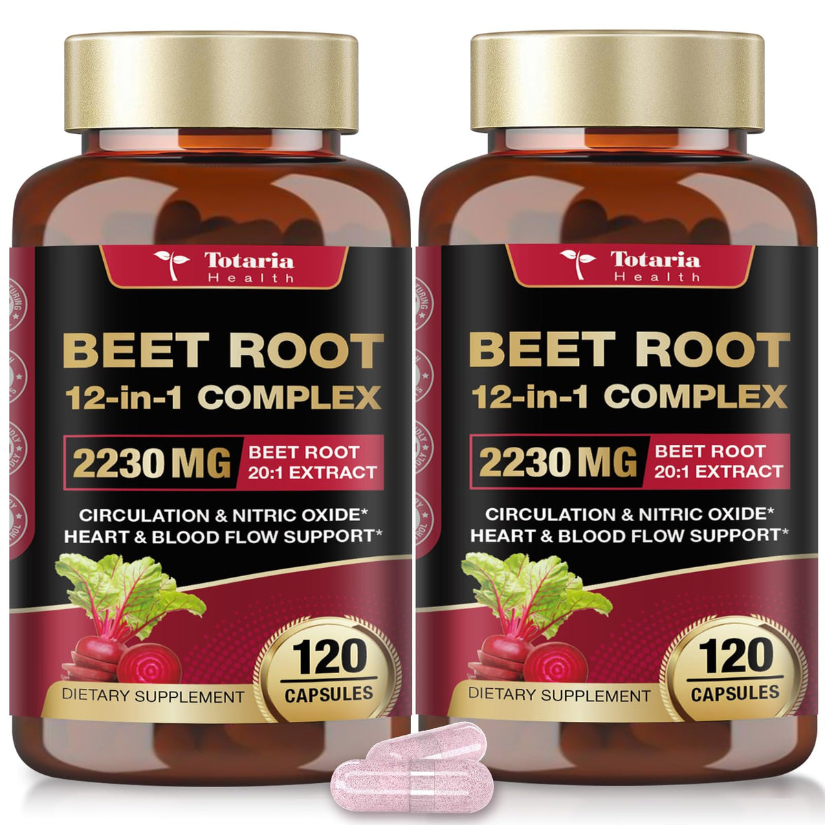 Capsules de betterave Totaria 2230mg vue de face