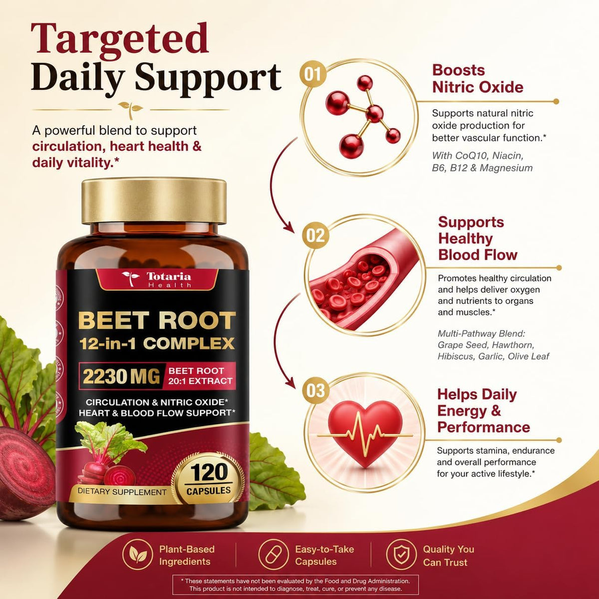 Capsules de betterave Totaria sur une table en bois