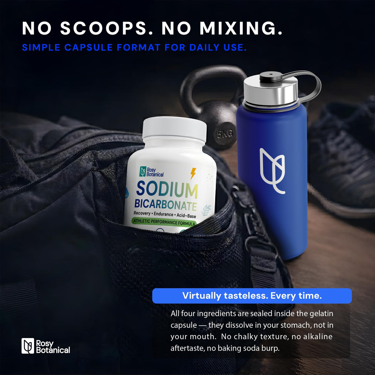 Capsules de bicarbonate de sodium ROSY BOTANICAL avec électrolytes