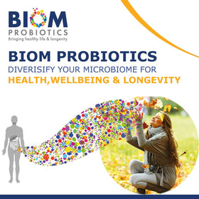 Capsules de Biom Probiotics sur une surface blanche
