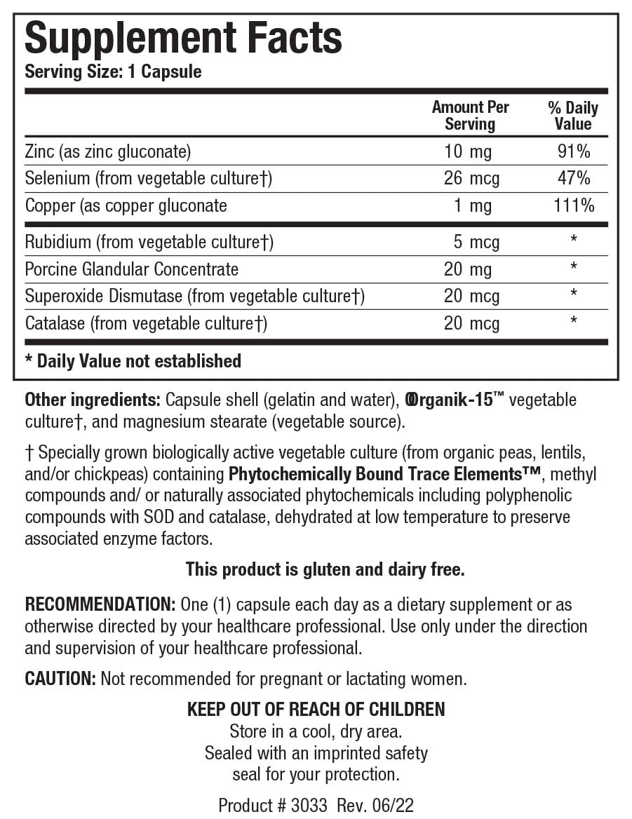 Capsules de BIOTICS RESEARCH GTA-Forte® sur une surface blanche