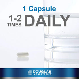 Capsules de biotine Douglas Laboratories sur un fond blanc