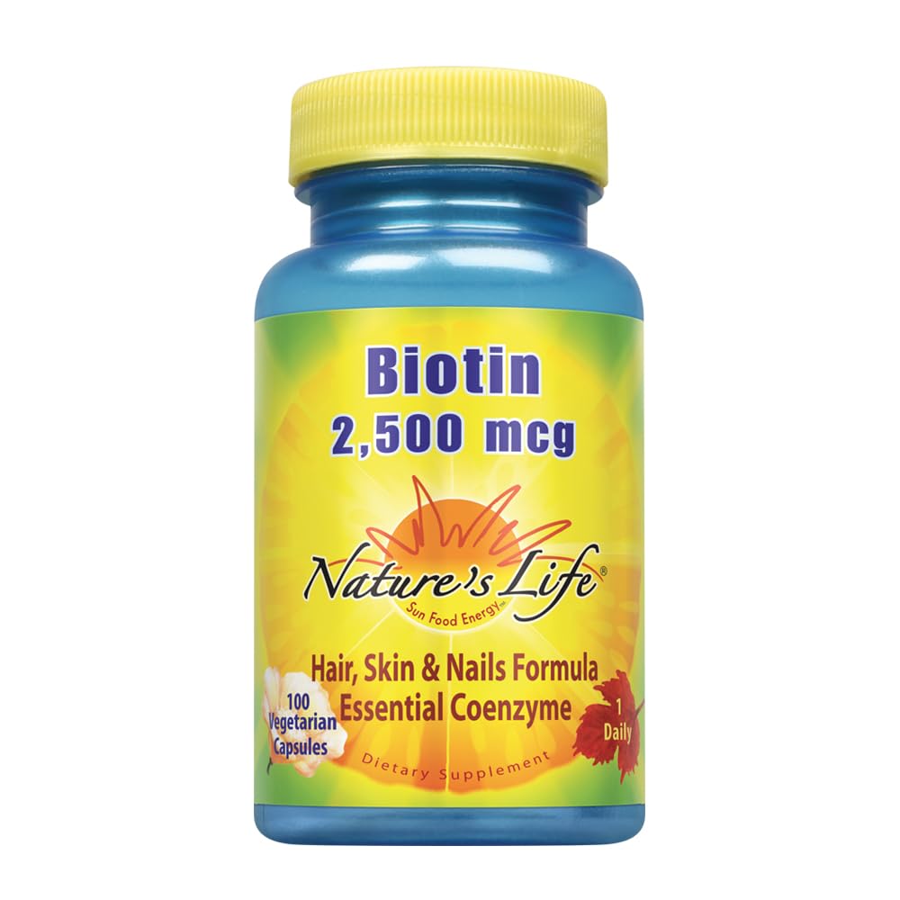 Capsules de biotine Nature's Life 2500mcg en vue de face