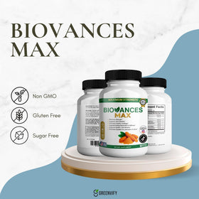 Capsules de Biovances Max de GRENVIFY sur une surface blanche