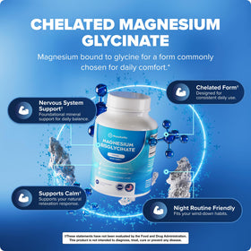 Capsules de bisglycinate de magnésium Rosabella sur fond blanc