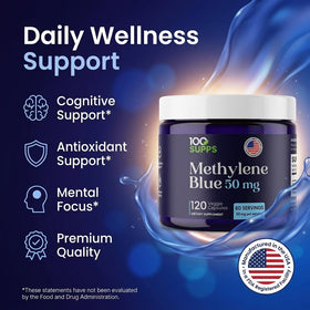 Capsules de bleu de méthylène 50 mg dans un flacon de 100 Supps